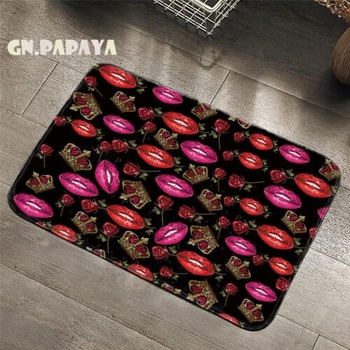 Embroidery style lip rose Carpet bohemian Bathroom Floor Mats Toilet Rugs Kitchen Area Rug indian mandala Pad Absorbent Door Mat