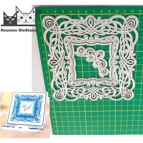 Reunion Square Swirl Lace Frame Metal Cutting Dies Scrapbooking New 2021 Card Stencil Cut Die for DIY Card Crafts Handmade