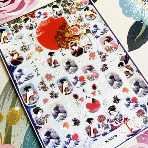 MG200321-09 Japanese men and women on Mount Fuji 3D Back glue Nail decal Nail sticker Nail decoration Nail art Nail ornament