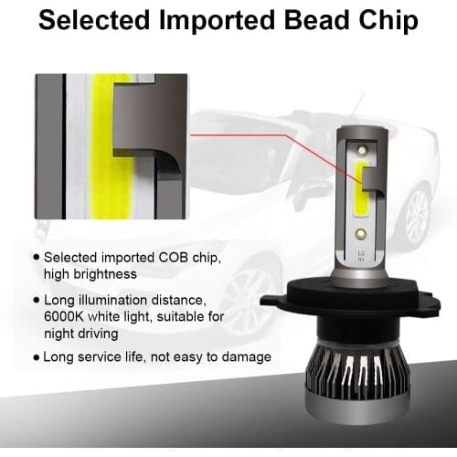 Mini 2Pcs Automobile LED lamp 6000lm Headlight Car LED H7 Head Lamp H4/HB2/9003 Hi/Low Beam Auto Bulb Car Headlight Bulb