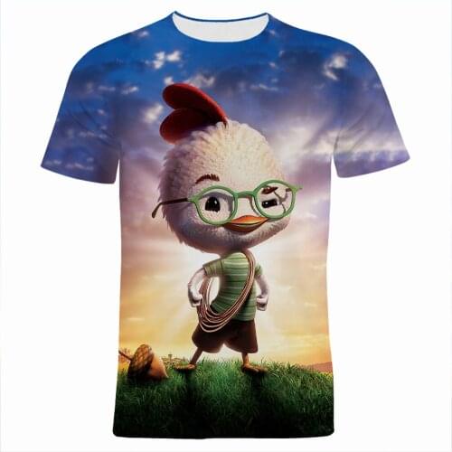 Chicken Little 3D Print Mens T-shirts Summer Disney Cartoon Anime Clothes Women Fashion Short Sleeve Boy Girl Kids Tee Shirt