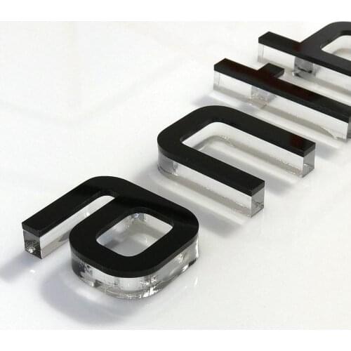 HDJSIGN Wall Mount Custom Engraved Clear 3D Acrylic Sign Letter Board Design Floating House Number Letter Outdoor Address Design