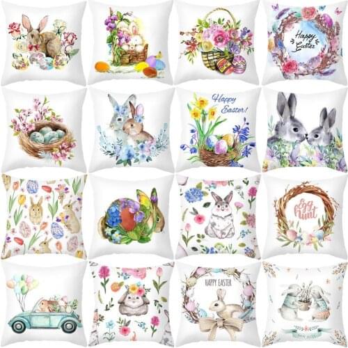 Easter Bunny Pillow Cover Cartoon Pillowcase Sofa Cushion Office Home Decor Gift