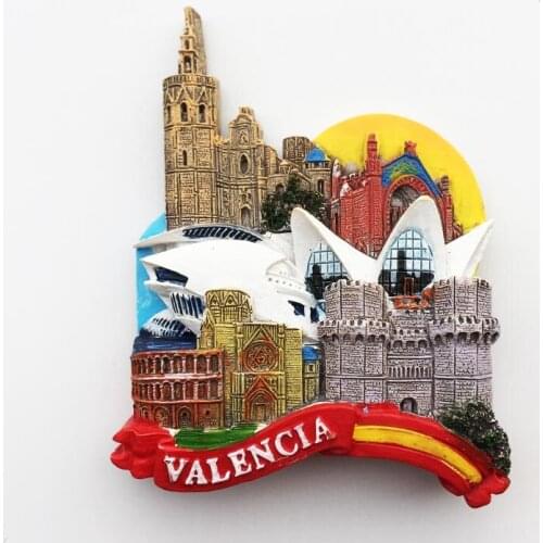 QIQIPP Spain Valencia landmark building three-dimensional landscape tourist souvenirs magnetic refrigerator hand gift