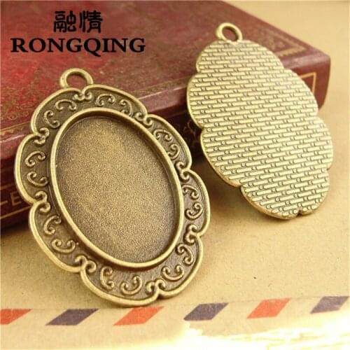 RONGQING 25*18MM 30pcs/lot China Lines Retro Tray necklace DIY Accessories Wholesale Craft