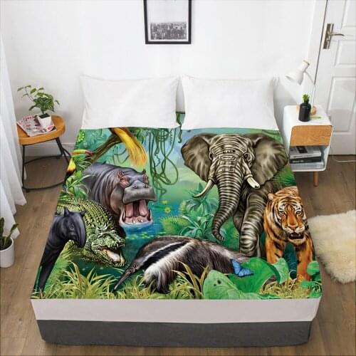 Luxury Elastic fitted sheet bed sheet With An Elastic Band Mattress Cover 150x200/160x200 Bed cover for home animal jungle