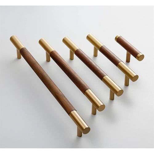 3.75" 5" 6.3" Black walnut Copper Door Handles Furniture Cabinet Drawer Knobs Cupboard Wardrobe Handle 96mm 128mm 160mm Hardware