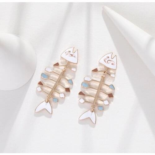 Makersland Vintage Stud Earrings For Women Fish Earrings Fish Skeleton Womens Accessories Fashion Jewelry Girls Gift 2020 New