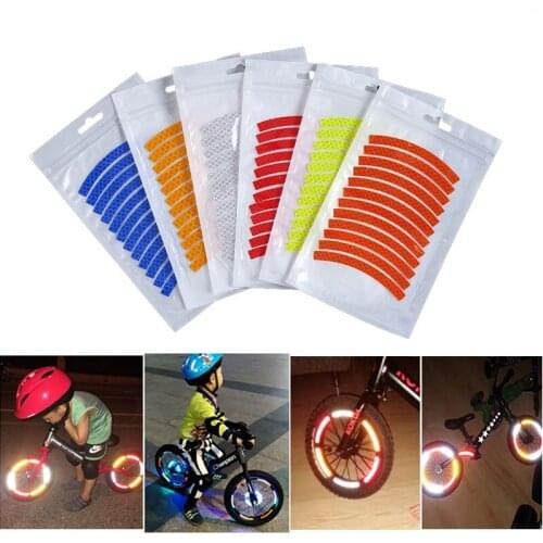 12Pcs Childrens Balance Bike Reflective Stickers Wheel Decals Reflective Tape Safety Strips Bicycle Accessories Tire Applique