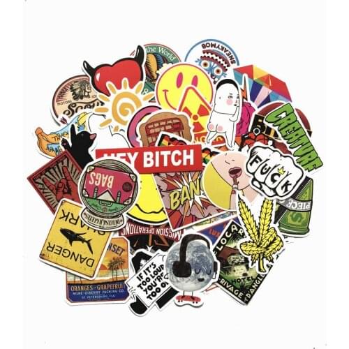 TD ZW 50Pcs/lot Random Mixed Funny Graffiti Stickers For Moto Car & Suitcase Cool Laptop Stickers Skateboard Sticker Pegatina