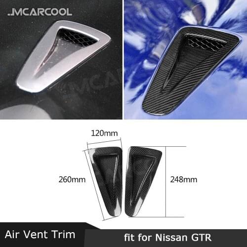 Carbon Fiber Front Engine Hood Air Vent Exterior Trim Intake Scoop Covers For Nissan GTR GT-R R35 2012 2013 Car Styling