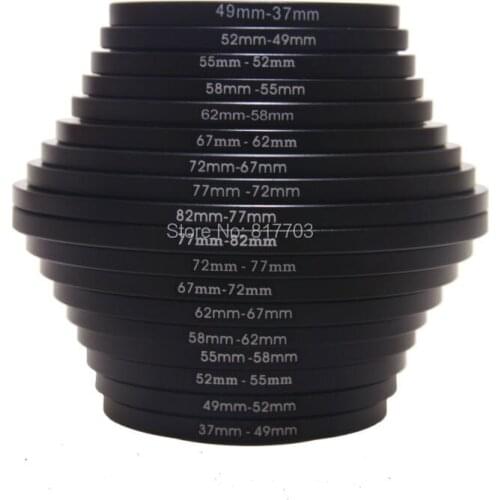 High Quality Metal 18pcs Camera Lens Filter Step Up & Down Ring Adapter For Canon Nikon All camera Free Shipping