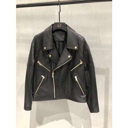 2021 New Fashion Females Clothes Genuine Leather Jacket Women Real Sheepskin Coat Moto Biker Jackets Plus Size