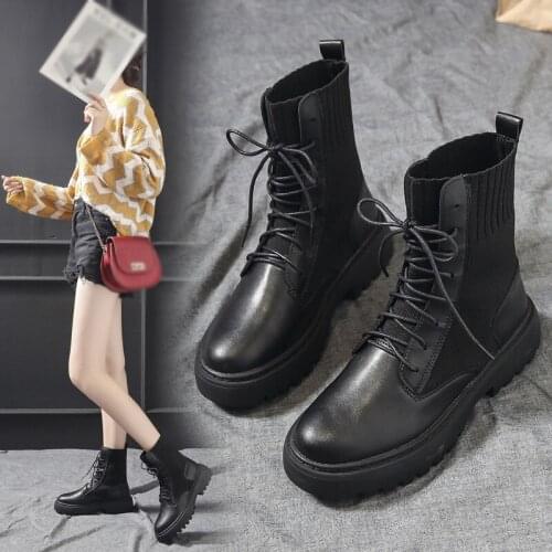 Womens Platform Boots Fashion Cool Lace-up Ankle Boots
