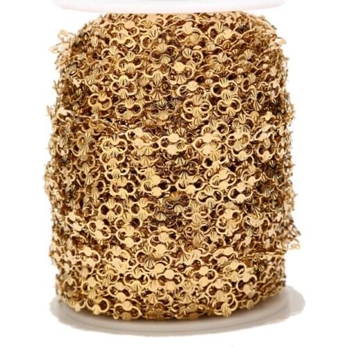 1Meter 6mm Width Chains Gold/Silver Tone Stainless Steel Flower Link Chain Bulk For DIY Jewelry Craft Making Necklaces Findings