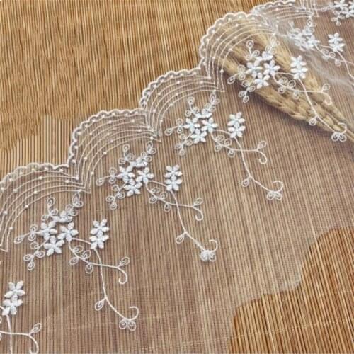 13Yard/Lot Mesh Embroidery Lace Trim 14CM Black White DIY Necklace Handmade Jewelry Lolita Dress Clothing Sewing Accessories