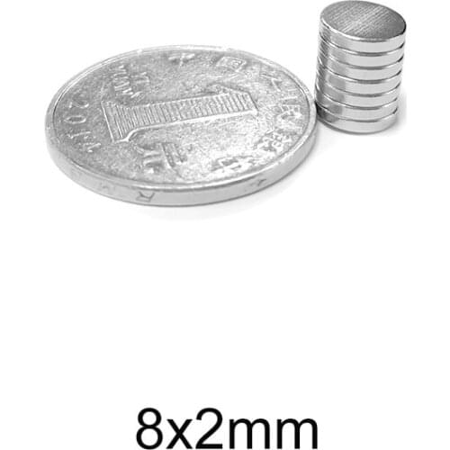 20~500PCS 8x2 mm Permanent Neodymium Magnet 8mmx2mm Strong Round Search Magnet 8x2mm Powerful Magnetic Magnet Disc 8*2 mm N35