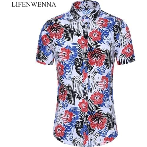 2020 Fashion Summer Mens Short Sleeve Hawaiian Shirts Casual Floral Print Shirt Regular Fit Vacation Beach Clothes 5XL 6XL 7XL