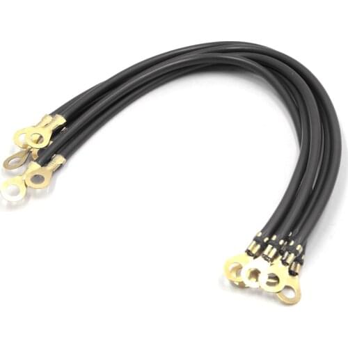 3pcs Black Universal DC 12V 24V Battery Inverter Wire Power Transfer Cable for Vehicle Car 6mm Hole Dia 26.5cm Total Lenght