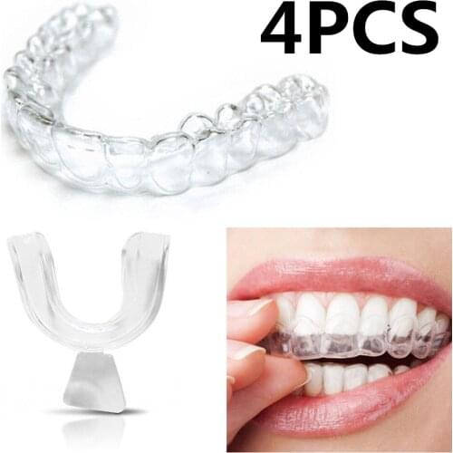 4pcs Silicone Night Mouth Guard for Teeth Clenching Grinding Dental Bite Sleep Aid Whitening Teeth Mouth Tray