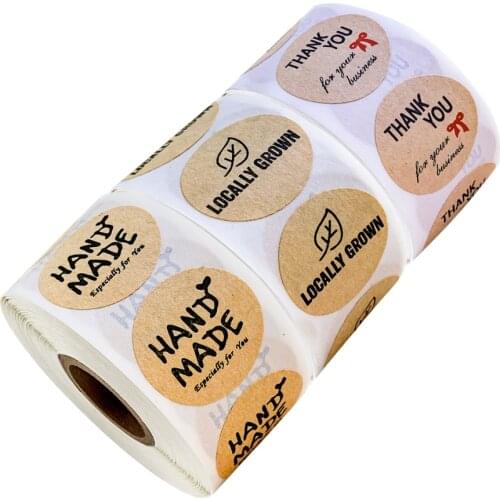 500 Pcs/roll 3 style Nature Kraft thank you Stickers seal labels 1 inch labels scrapbooking for Package stationery sticker