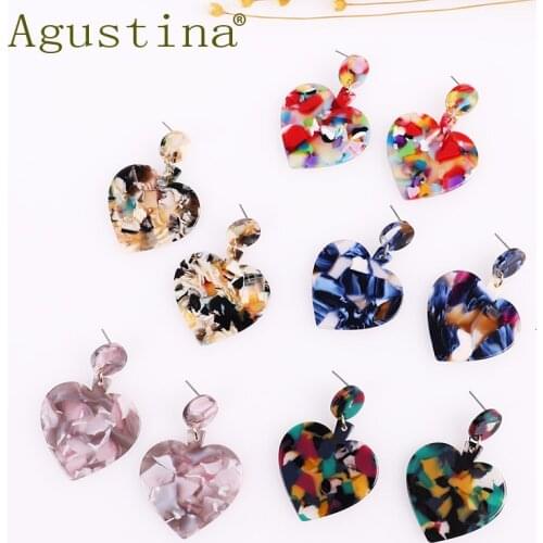 Acrylic heart Earrings Women Fashion Bohemian Resin Cute Drop Earring Colorful Cute Wedding Statement Korean Brincos Jewelry