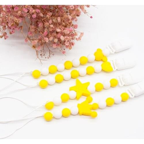 Cute-Idea 1set Silicone Bead Teether Pacifier Chain Bracelet Accessory Chain Toddle BPA Free Chewable Teething Soft Baby Product