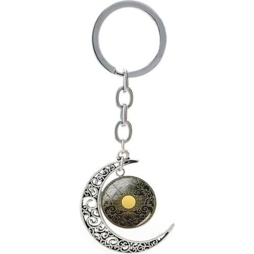 Classical Auspicious Clouds Landscape Golden Texture Art Patterns Metal Keyring Keychains For Ladies Hot Wholesale