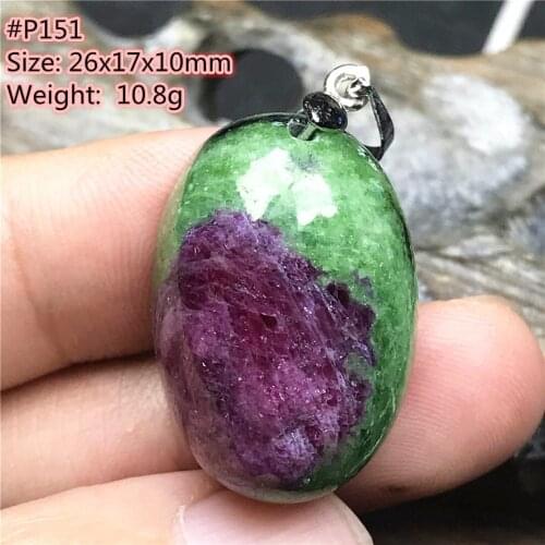 Top Natural Ruby Zoisite Tumbled Stone Pendant Jewelry For Women Men Healing Luck 26x17x10mm Beads Crystal Silver Gemstone AAAAA