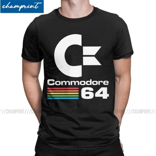 Commodore 64 Logo Men T Shirts C64 SID Amiga Retro Computer Geek Nerd Awesome Tee Shirt O Neck T-Shirts Gift Idea Clothes