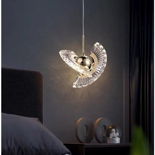 Designer Nordic UFO Small LED Chandelier Creative Bar Counter Bedroom Restaurant Rotating Single Head Lamp Kitchen Island