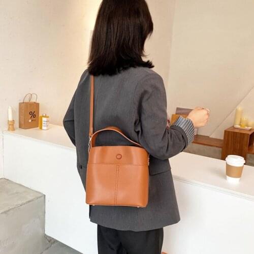 Designer Handbags Women Bucket Wide Strap Crossbody Shoulder Bag Ladies Plain Leather PU Messenger Casual Bags For Woman