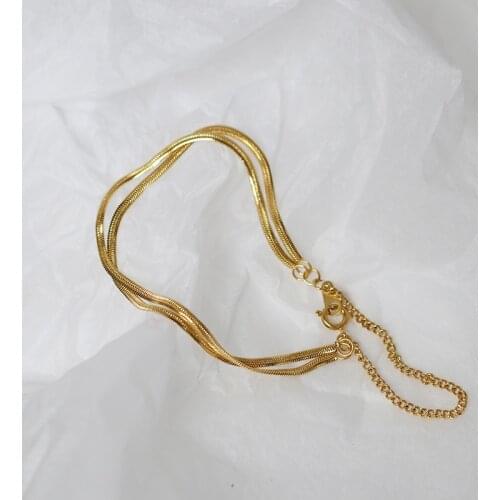 Women Stainless Steel Jewelry Layered Snake Chian Bracelet Titanium With 18 K GoldChic Gown Japan South Korea Fashion