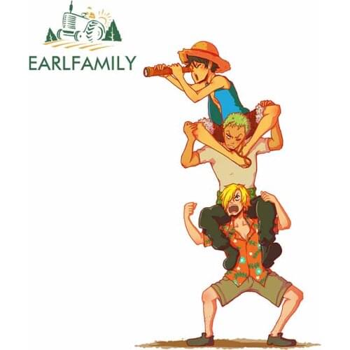 EARLFAMILY 13cm x 7.9cm For ONE PIECE Waterproof Car Sticker Sunscreen Decal Graffiti Car Accessories Vinyl Material Decoration