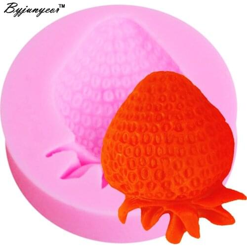 Byjunyeor F1167 Strawberry UV Resin Silicone Mold Fondant Chocolate Candy Lollipop Crystal Epoxy Soft Clay Bake Tools