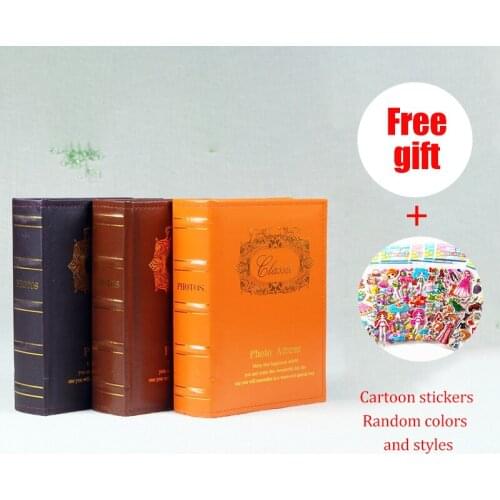 6 Inch 200 Inner Pages Leather Photo Album with Retro Creative Gifts Family Photo Album Insert Wedding Full Moon Ravel Souvenir