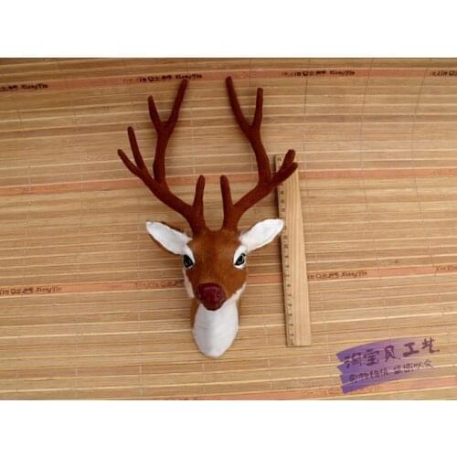 Simulation sika deers head 28x12x18cm auspicious deer head Wall hangings toy fur model specimen ornament home decoration h1500