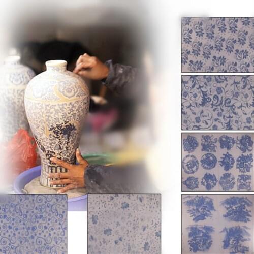 Pottery transfer paper ceramic glaze blue and white decals high temperature paper DIY painted pottery clay pottery tools