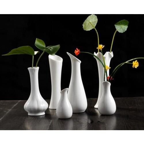 Ceramic white vase decoration modern brief home decoration soft small flower gifts