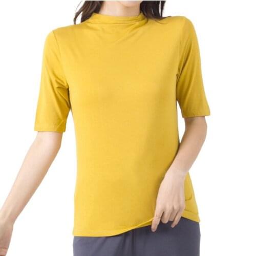 Summer New Half Turtleneck Half-Length Sleeve Underwear Blouse Womens Top Korean-Style Slim-Fit Slimming Solid Color T-shirt