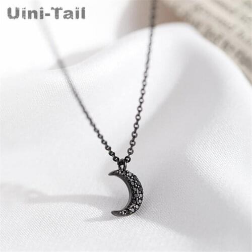 Uini-Tail hot new 925 sterling silver black moon necklace trend cool wind simple temperament high quality jewelry girl gift