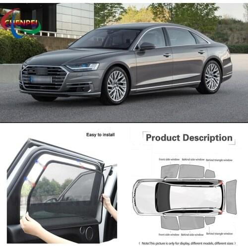 For Audi A8l 2010-2017 Car Full Side Windows Magnetic Sun Shade UV Protection Ray Blocking Mesh Visor Car Decoration Accessories
