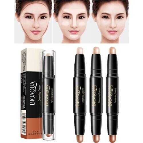 BIOAOUA Double-headed Bronzers & Highlighters 2 In 1 Light Shadow Repair Stick 3D Shadow Highlight Brighten Concealer Pen