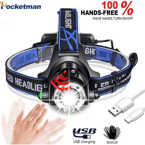 15000LM Montion Sensor LED Headlamp T6/L2/V6 LED Headlight Zoom Head light Head Torch Lanterna Waterproof Head Lamp for Camping