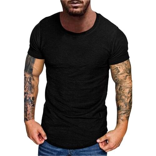 Mens Solid Short Sleeve T Shirt Summer Comfortable Outdoor Running T-shirt Classic Round Neck T-shirts Tee Leisure Time T Shirts