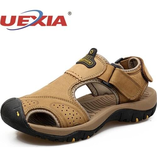 Mens Sandals Leather Summer Shoes New Beach Casual Shoes Outdoor Plus Size 38-48 Soft Comfortable Outdoor Roman Beach Non-slip