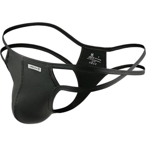 Mens Thongs & G Strings Sexy Men Seamless Penis Pouch Panties Underpants Jockstrap Underwear Men Double thong patent leather