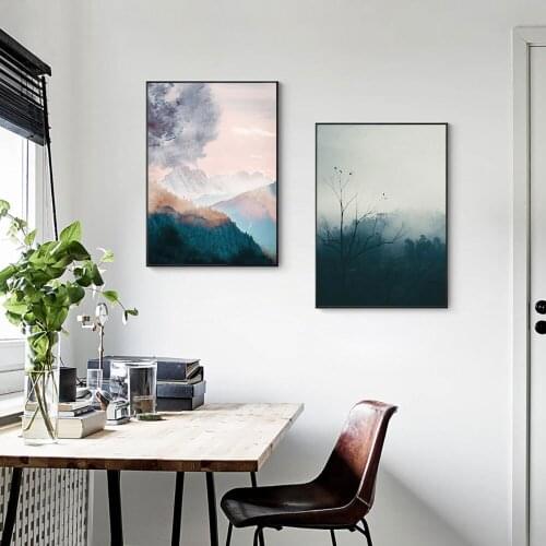 Nordic Poster Abstract Mountain Canvas Painting watercolour Wall Art Print Modern Picture For Living Room On The Wall Home Decor