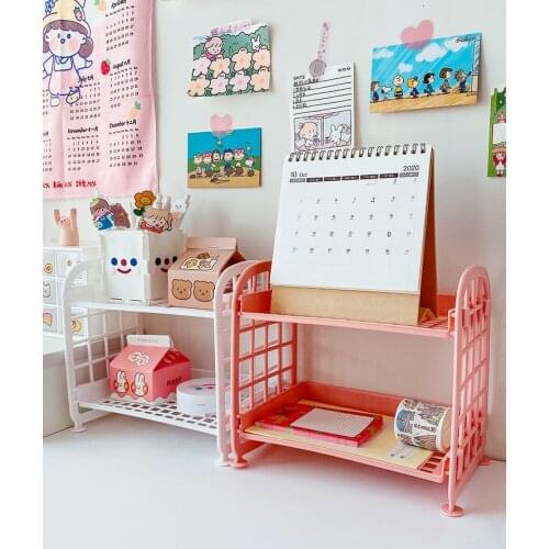 Ins Desktop Double-layer Hollow Storage Rack Cosmetics Desktop Finishing Shelf Bathroom Accessories Organizer Girl Sundries Rack