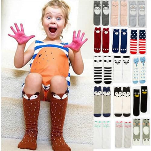 Baby socks girls knee high Fox silk sock children socks panda cartoon silk leg warm animal style kids